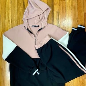 Zara Women’s Pink/Black/White matching track suit